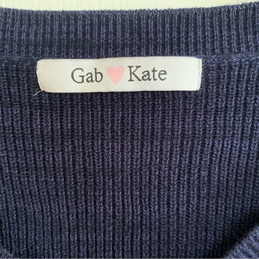Gab & Kate Navy Varsity V Neck Rainbow Stripe Sleeve Sweater AV Nation Vibes - Picture 5 of 5